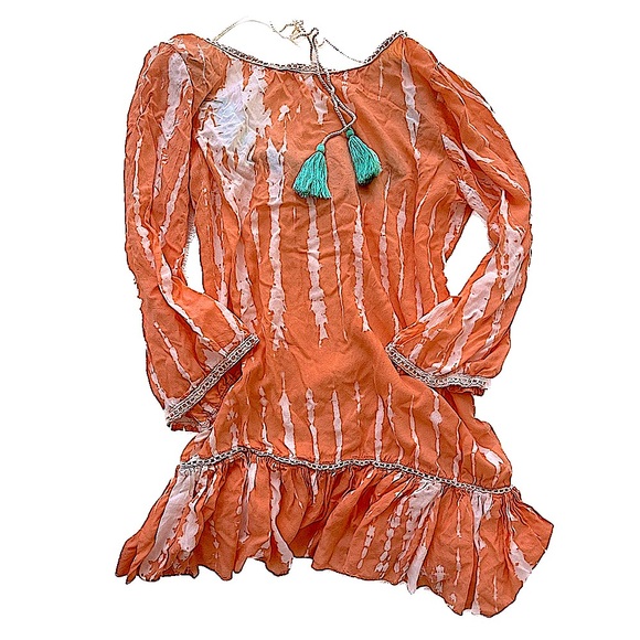 Anthropologie Boho Swim Coverup Dress Crochet Bell Sleeves Oversized Size S/M - Picture 3 of 9